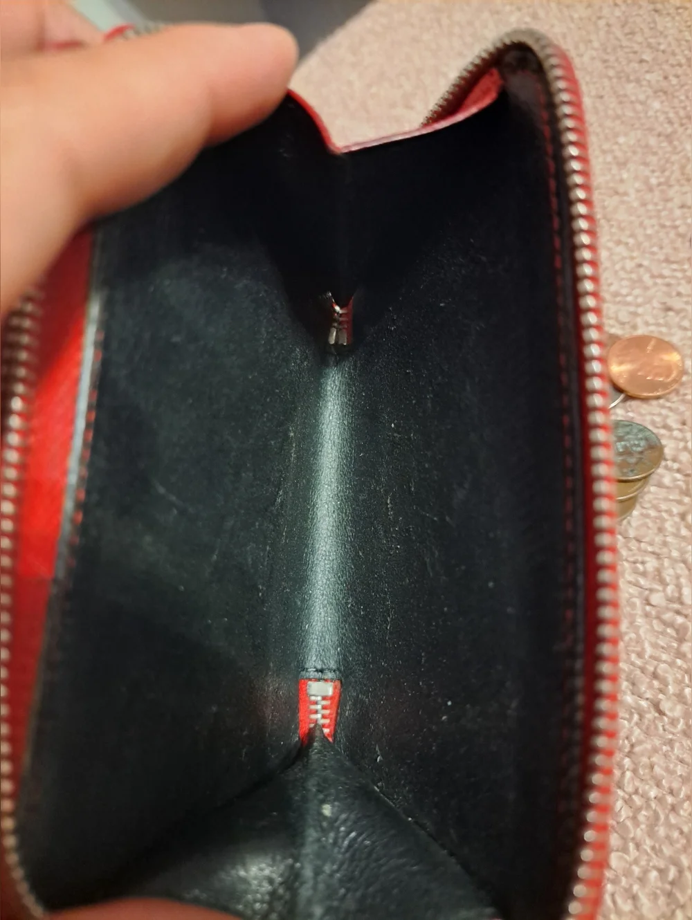 Saint Laurent Red Pebbled Zip-Around Card Wallet - Picture 10 of 10
